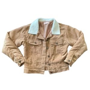 Corduroy Fleece Collar Jacket Button Up Coat Tan Women’s Size Medium